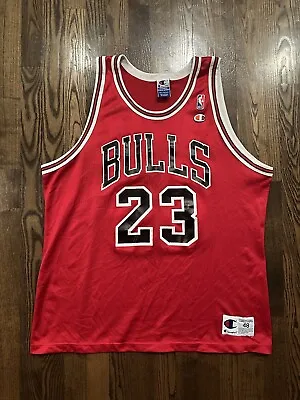 Vintage MICHAEL JORDAN #23 Chicago Bulls Champion Jersey Size 48 XL • $48.75