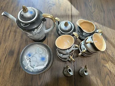 Vintage Japanese Hand Painted Moriage Dragon Tea Set For 6 • $89.99