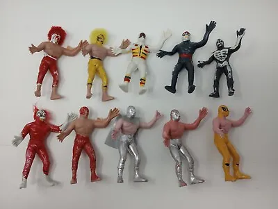 Lot Of (10) Vintage Lucha Libre 4  Figures Made In Mexico Wrestling Toys Santos  • $37.99