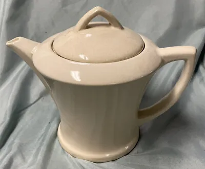 McCoy Ivory Teapot 6  Tall Short Spout W/ Lid 1950s/1960s Art Deco Vintage RARE • $17.50