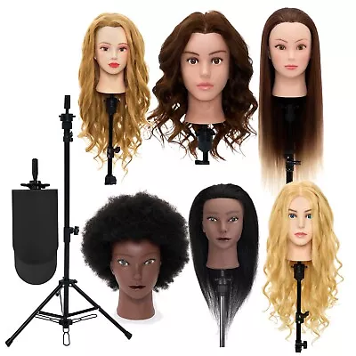 100% Real Hair Training Head Salon Styling Hairdressing Mannequin Doll Clamp UK • £11.99
