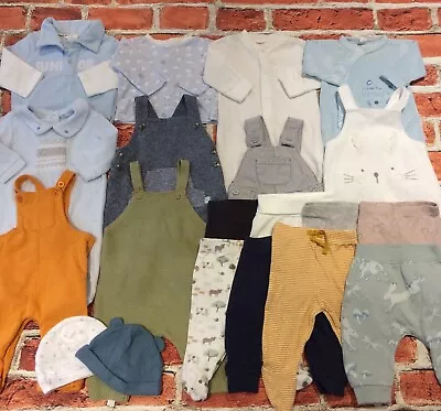 Baby Boys 0-3 Months Clothes Bundle Dungarees T-shirts Bottoms TU George Etc • $18.94