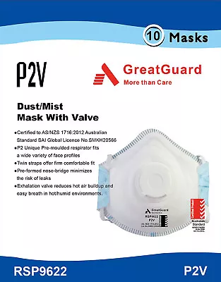 P2 Face Mask Respirator Valved Dust Smoke Flue Paint Welding Sanding Grinding • $236.50