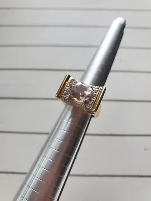 Laura Ramsey 14k Yellow Gold Diamond And Kunzite Ring Size 6 • $500