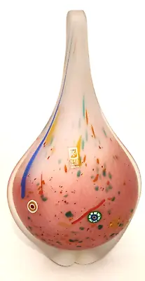 Vintage Mdina Malta Lollipop Art Glass Vase Millefiori 10  Tall Label • $199.99