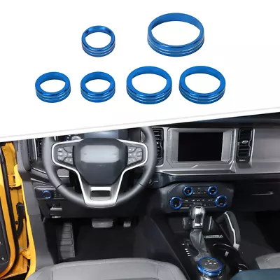 6x Air Con/Headlight/Radio Knobs Accessories Rings Cover For Ford Bronco 21+blue • $20.37