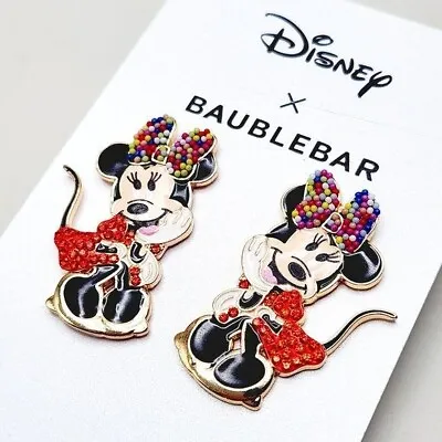 NWT Disney X Baublebar Minnie Mouse In Red Dress Confetti Sparkle Stud Earrings • $30