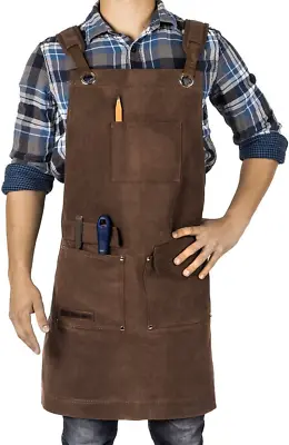 Woodworking Apron Heavy Duty Waxed Canvas Work Apron With Pockets - M-XL Shop A • $71.99