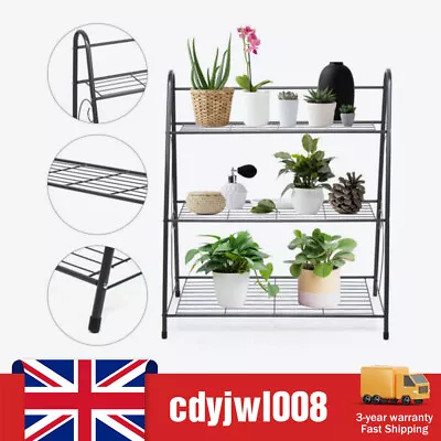 New 3 Tier Metal Plant Stand Outdoor Garden Flower Pot Shelf Step Display Rack  • £19