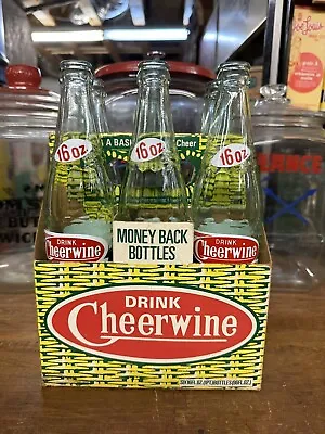 $49.99 • Buy VINTAGE CHEERWINE SIX PACK CARRIER WITH 16 Oz BOTTLES Crate Sign