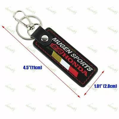 1pcs For MUGEN POWER SPORT Black Leather Key Fob Keyring Keychain Tag Lanyard • $9.99
