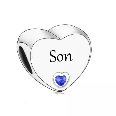 $27.99 • Buy SOLID Sterling Silver SON Heart Family Charm By YOUnique Designs