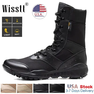 Mens Police Desert Combat Shoes Army Jungle Military Tactical Work Boots Hiking • $42.85