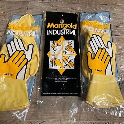 Marigold Industrial Yellow Gloves 3 Pairs Size Large • $25.99