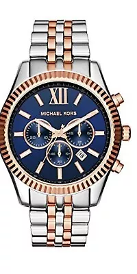 Michael Kors Watch Lexington Two-tone MK8412 Blue Gold Wrist Watch For Men • £94.95