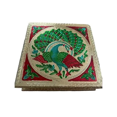 Peacock Jewelry Box Meenakari Storage Trinket Box Gift 8 X 8 X 2 • $38.99