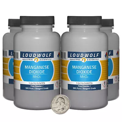 Manganese Dioxide / 4 Pounds / 4 Bottles / 99% Pure Reagent Grade / Fine Powder • $101.19