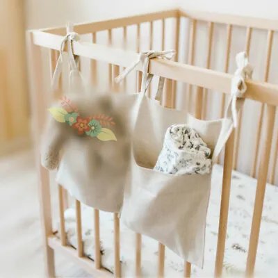 Baby Cot Bed Organizer Toy Diaper Pocket Linen Baby Crib Hanging Storage Bag • £8.18