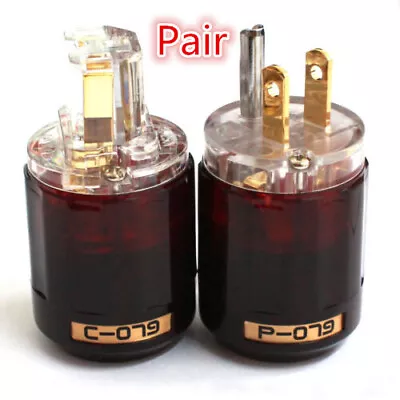 Pair Gold Plated IEC +US Power Plug For Audio HIFI DIY Mains Cable Connector NEW • $11.49