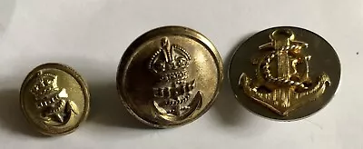 Three Royal Navy Brass Buttons Military Naval Buttons • £10