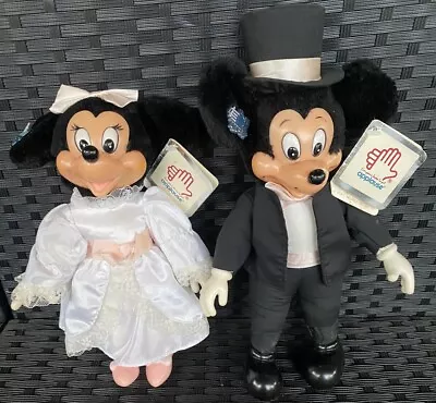 Mickey And Minnie Mouse Vintage Applause Plush Wedding Dolls With Tags • $100