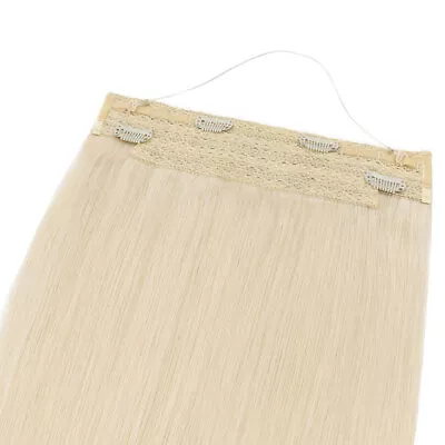 Invisible Wire Clip In Remy Human Hair Extensions One Piece Weft Hidden Headband • £63.68