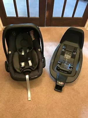 New Maxi-Cosi Pebble Plus Baby Car Seat & ISOFIX Base (0-12 Mths) Nomad Black • £200