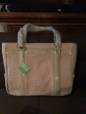 VERA BRADLEY NWT Khaki Bonjour Laptop Bag Satchel Tote Purse Handbag Quilted  • $89