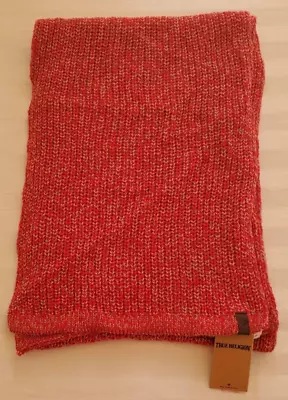 NWT True Religion Two Tone Red & Gray Cotton Blend Scarf Logo 72  X 13  • $29.99