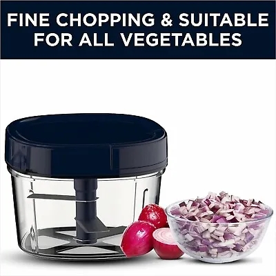 Vegetable Onion Garlic Chopper Manual Pull Rope Food Hand Held Dicer Slice 600ml • £3.49