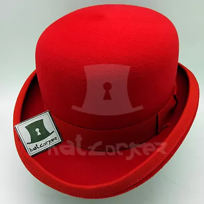 RETRO Wool Felt Men Dura Bowler Top Hat Women Derby QUALITY Party | 59cm | Red • $66