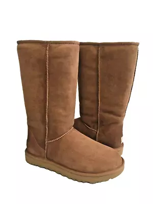 UGG Australia Classic Tall Winter Boots Womens Size 7 Chestnut Brown Sheepskin • $24.99
