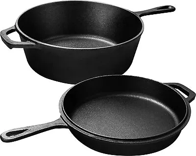 £35.99 • Buy KICHLY Pre Seasoned Cast Iron Dutch Oven Pot With Lid Frying Grill Skillet Pan