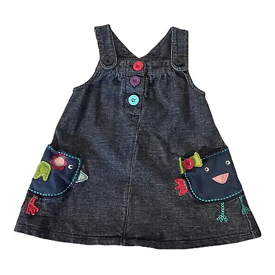 £5.99 • Buy Debenhams Baby Girl - Dungaree - Blue Embroidered - 6 - 9 Mo