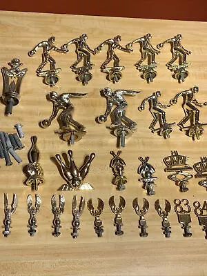 Large Lot Vintage Metal & Plastic BOWLING Trophy Toppers Men Eagles Years Parts • $27.99