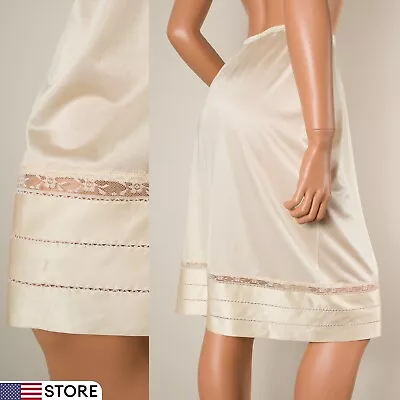 💖 LORRAINE Vintage Non-Cling Blush Silky Nylon Half Slip Skirt Size Small NOS • $28.99