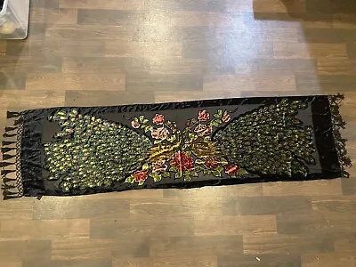 Women's Hand Beaded Burnout Velvet Peacock & Flowers Shawl Scarf Or Pashmina • $34.99