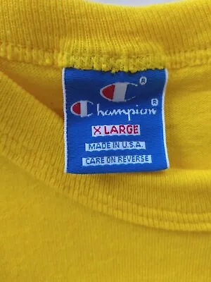 Champion Vintage Tee Shirt XL Made In USA Single Stitch Sleeve Yellow 80's #F94 • $18.70