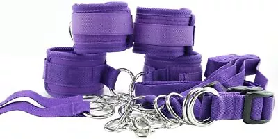 Lux Fetish Bed Spreader Purple Cuffs Adult Bondage Restraints Wrist Ankles • £39.99