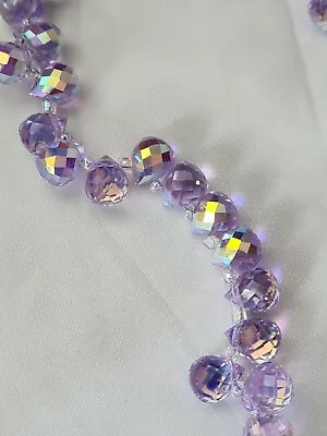 £2.95 • Buy 10 Glass Teardrop Drop Beads, Purple, AB Plated, 9.5mm X 8mm (MYGB 130)