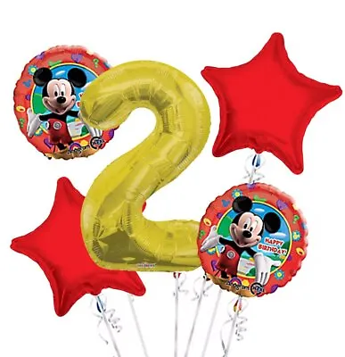 Mickey Mouse Balloon Bouquet 2nd Birthday 5 Pcs - Party Supplies • £14.83