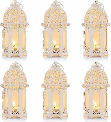 6 Pcs Moroccan Style Candle Lantern - Small Sized Tealight Candle Holder With Tr • $51.79