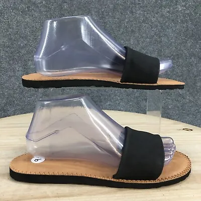 Volcom Sandals Womens 9 Casual Comfort Slip On Flats Slide Black Faux Leather • $24.99