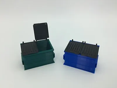 NEW (2) TRASH & RECYCLING DUMPSTER SET - N Scale 1:160 - Modeled In COLOR 4 Yard • $4.99