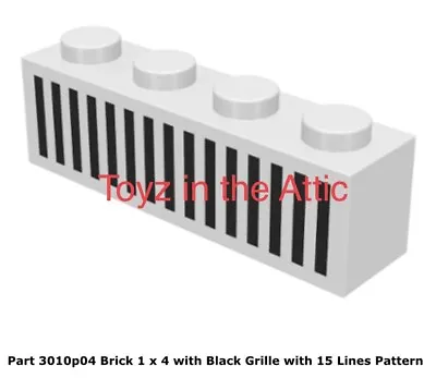 Lego 1x 3010p04 White Brick 1 X 4 W/ Black Grille W/ 15 Lines Nm 6932 Futuron • $13.30
