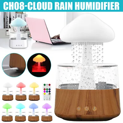 Desktop Rain Cloud Humidifier Relax AromatherapyLamp LED RGB Rain Sound Diffuser • £34.99
