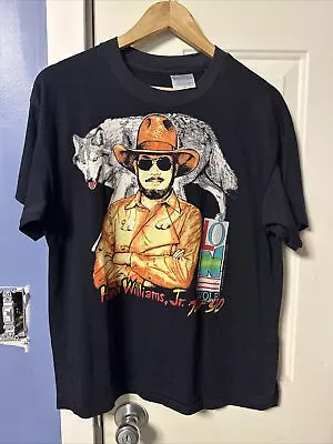 Vintage 1990 Hank Williams Jr. Lone Wolf Tour T Shirt L • $90