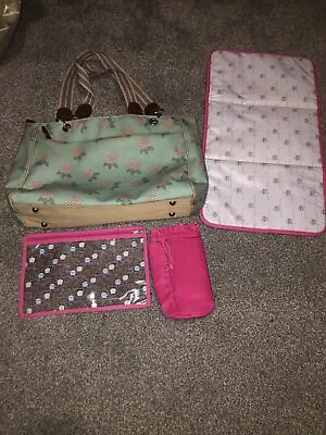 £4.50 • Buy Pink Lining Hydrangea Changing Bag, Baby Mat, Messy Bag And Bottle Bag