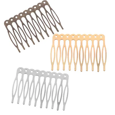 Lot 10pcs 10 Teeth Metal Blank DIY Silver Gold Bronze Hair Comb Clip Crafts 55mm • £6.08