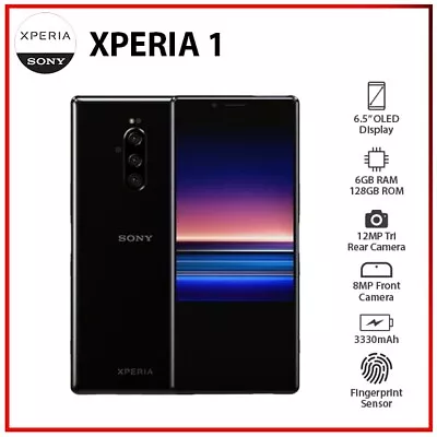 NEW Sony Xperia 1 6GB+128GB BLACK Dual SIM Unlocked Android Mobile Phone AU • $740